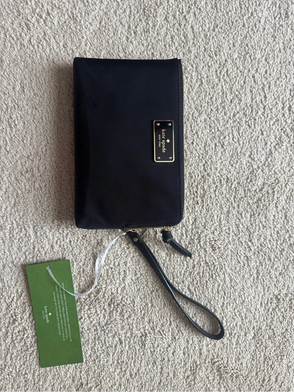 NWT Kate Spade Black Double Zipper Wristlet